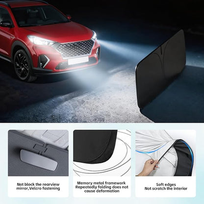 Windshield Sun Shade for Hyundai Tucson 2016-2026 Sunshade 300T Windshield Cover Protector Blocks UV Rays Custom Fit Tucson Front Window Shades Windshield Accessories Keep Cool Foldable