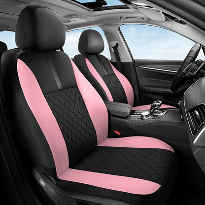 Coverado Car Seat Covers Full Set, Automotive Front and Rear Seat Covers with Backrest, Nappa Leather Car Seat Protectors Waterproof, Universal for Most Vehicles