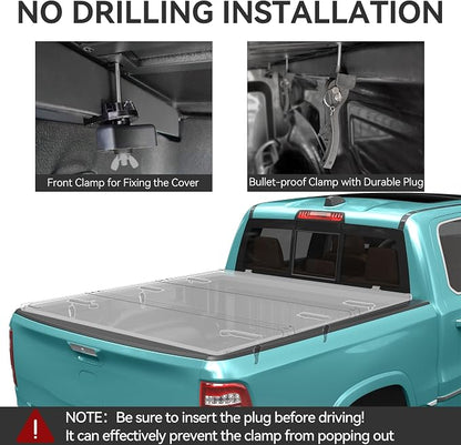AUTOSAVER88 FRP Hard Tri-fold Truck Bed Tonneau Cover Compatible with Dodge Ram 1500 2009-2026 (Classic & New) 5.7ft Bed Without Rambox