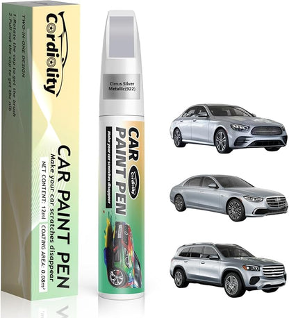 922 Cirrus Silver Metallic Touch Up Paint for Mercedes Benz, Color Accurate Car Paint Scratch Repair Pen, Quick & Easy Fix Automotive Chips and Nicks