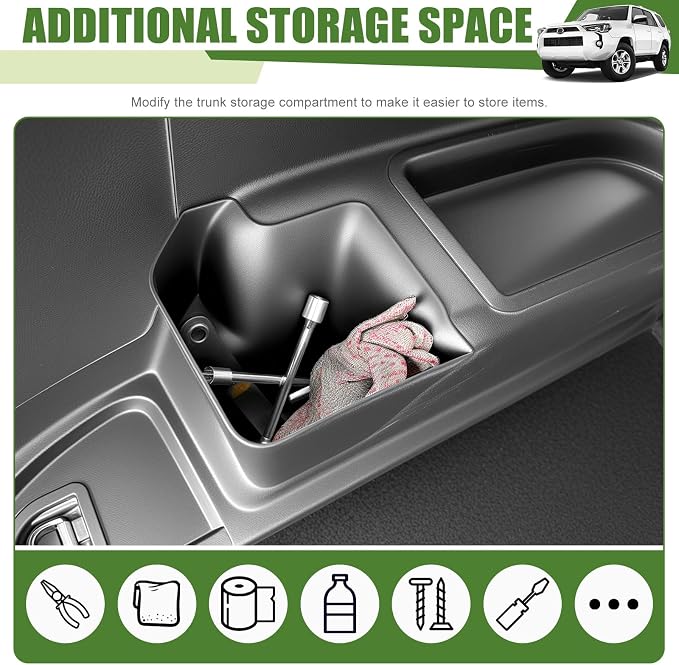 Trunk Organizer for 2010-2024 Toyota 4Runner 5-Seat 2nd Row(NOT Fit 7-Seat 3rd Row), Rear Trunk Storage Box Bin Cargo Tray for 10-24 4 Runner Interior Accessories(Left Side)