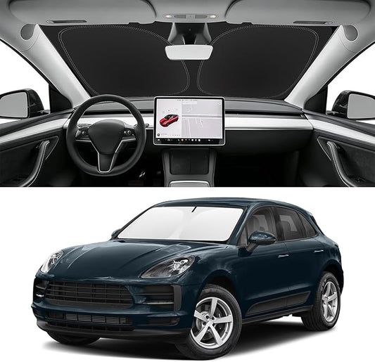 Custom Fit Windshield Sun Shade for Porsche Macan 2014-2026, Blocks UV & Heat, Front Window Sunshade Accessories, Easy Fold & Store Keep Your Car Cooler