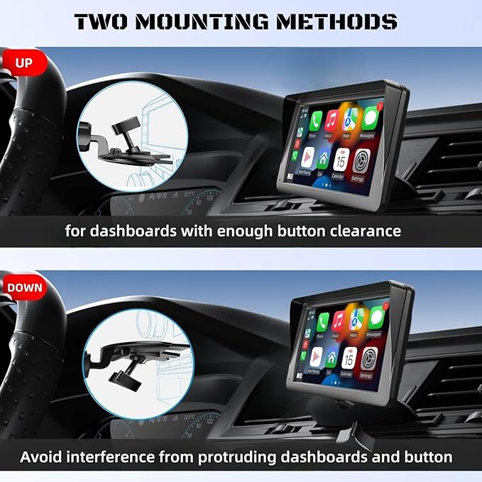 CD Slot Mount for Carplay Screen 17mm Ball Adapter with 4-Button Lock Compatible with 7-10.26 Inch Portable Car Play Baby Camera Monitors Cell Phone Replacement Cd Mount