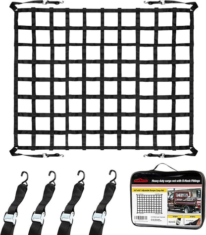 Cargo Net for Pickup Truck Bed Adjustment 66"x82" Truck Bed Cargo Netting with S-Hook Fittings 2” Wide Heavy Duty Small Trunk Cargo Nets Automotive Carrier for SUV Car Trailer