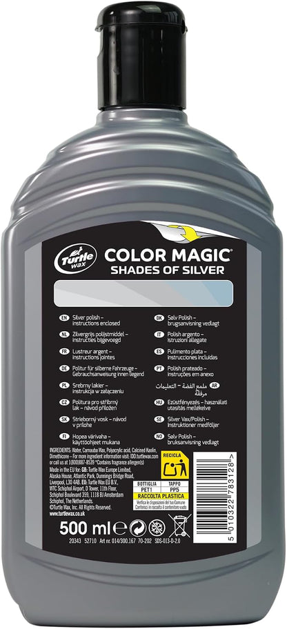 Turtle Wax 52710 Color Magic Car Paintwork Polish Restores Colour & Shine Silver 500ml