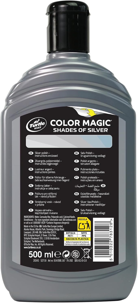 Turtle Wax 52710 Color Magic Car Paintwork Polish Restores Colour & Shine Silver 500ml
