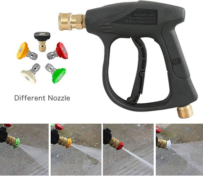 Sooprinse High Pressure Washer Gun,3000 PSI Max with 5 Color Quick Connect Nozzles M22-14 Hose Connector 3.0 TIP