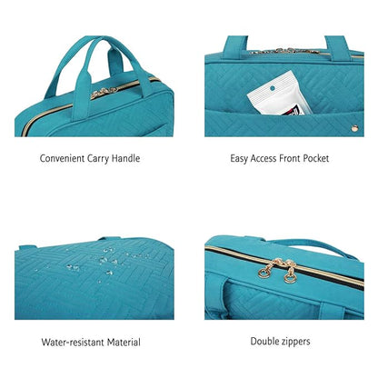 BAGSMART Toiletry Bag Travel Bag with hanging hook, Water-resistant Makeup Cosmetic Bag Travel Organizer for Accessories, Shampoo, Full Sized Container, Toiletries, Teal