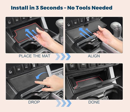 GZSH Hidden Front Center Console Cover fit for Toyota Tacoma 2016-2023 (3RD GEN Tacoma) Anti-Drop Privacy ABS Plastic Center Console Cover with Isolation Charging pad (Only fit for Wireless Charging)