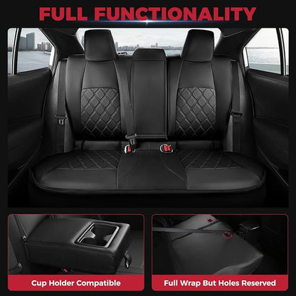 FREESOO for Toyota Corolla Seat Covers L LE 2020 2021 2022, Luxury Leather Seat Covers for Cars, Custom Fit Car Seat Covers, Waterproof Car Seat Cover Cushions Protector, Black Full Set