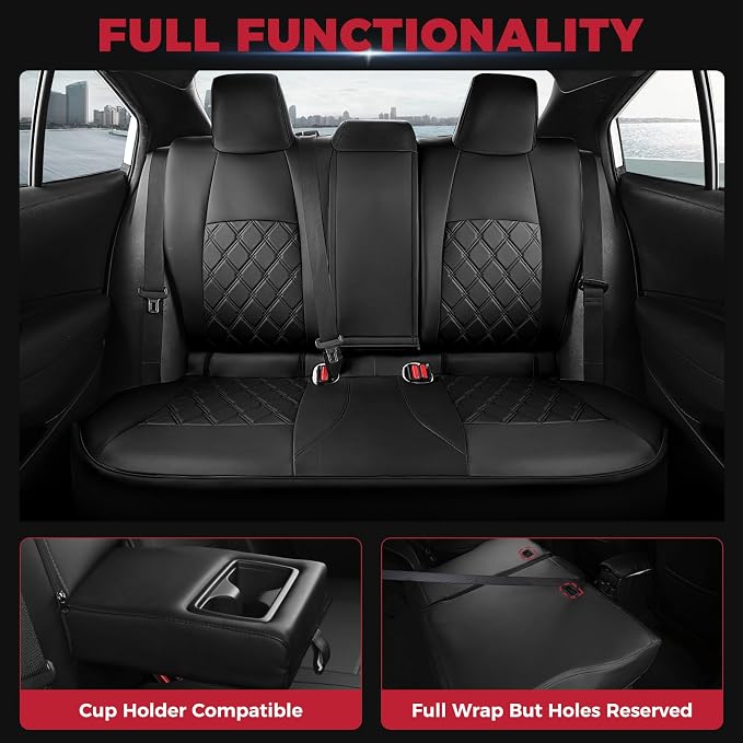 FREESOO for Toyota Corolla Seat Covers LE 2023 2024 2025 2026, Custom Fit Car Seat Covers Full Set, Waterproof Car Seat Cover Protector Cushions, Luxury Leather Seat Covers for Cars, Black Full Set