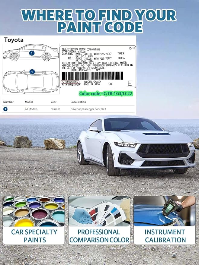 6X3 Lunar Rock Car Touch Up Paint for Toyota, Color Match Auto Paint Repair Pen,Professional Car Scratch Repair Remover Pen Quick & Easy to Use