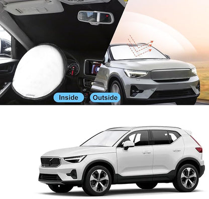 TINGLU Sun Shade for Volvo XC40 2019-2024 2025 2026 Accessories Windshield Sun Shade Window Shade UV Rays Protection Sun Visor Cover with Steering Wheel Sunshade Storage Bag