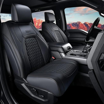 Coverado RAM 1500 Seat Covers, Waterproof Faux Leather Car Seat Covers Fit for 2009-2018 Dodge RAM 1500 2500 3500 Trucks Seat Covers, Flat Front/Black