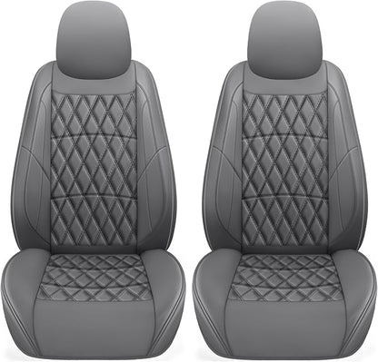 NS YOLO Leather Car Seat Covers,Universal Fit for Most Cars,SUVs and Sedans,Waterproof Luxury Leatherette Cushions, 2 Seats Protectors (Grey, Front Pair-2 Seats(Driver and Passenger))
