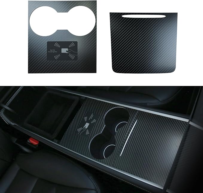 Carbon Fiber Center Console Wrap Kit for Tesla Model 3 & Model Y 2021-2023, Black, 3K Twill, Matte Finish