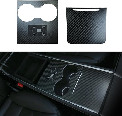 Carbon Fiber Center Console Wrap Kit for Tesla Model 3 & Model Y 2021-2023, Black, 3K Twill, Matte Finish