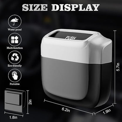 2 Packs Car Trash Can with Lid，Built-in Storage Garbage Bag，Leakproof Vehicle Trash，Car Accessories for Interior,Mini Garbage Bin for Automotive, Office, Kitchen,Bedroom，with 60pcs Trash Bags