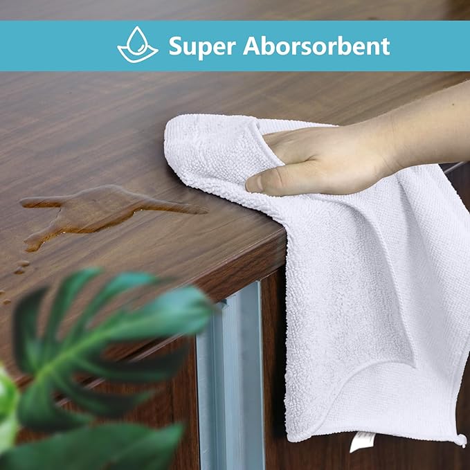 HOMEXCEL White Microfiber Cleaning Cloth 400 Pack, Microfiber Towel for Cars, Lint Free, Scratch-Free, Highly Absorbent, and Cleaning Rags for House, Window and Glass, Cars, TV Screen 11.5 X11.5 inch