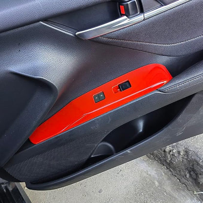 Kolya Compatible with 2018 2019 2020 2021 2022 2023 2024 2025 Toyota Camry Accessories Door Window Switch Panel Cover Window Control Button Trim (Red Color)