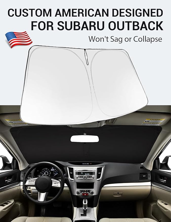 Proadsy 2026 Upgrade Windshield Sun Shade Custom Fit 2010-2014 Outback Foldable Front Sunshade Protector Sun Visor Blocks UV Rays Keep Car Cooler