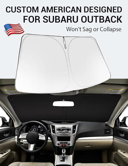 Proadsy 2026 Upgrade Windshield Sun Shade Custom Fit 2010-2014 Outback Foldable Front Sunshade Protector Sun Visor Blocks UV Rays Keep Car Cooler