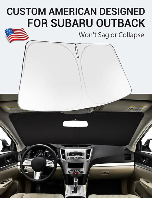 Proadsy 2026 Upgrade Windshield Sun Shade Custom Fit 2010-2014 Outback Foldable Front Sunshade Protector Sun Visor Blocks UV Rays Keep Car Cooler