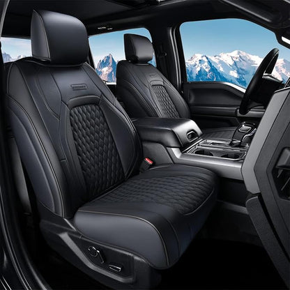 Coverado Seat Covers Dodge RAM 1500, Waterproof Leatherette Seat Covers for Car Compatible with 2009-2018 Dodge Ram 1500, 2010-2024 Ram 2500 3500 Dodge RAM Trucks, Curved Front/Black