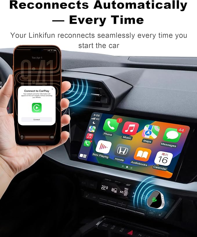 Mini Wireless Carplay Adapter, Compatible with Apple iPhone iOS 10+ Android 11+, Plug & Play, Compact Design for iPhone & Android with USB-A/Type-C Port