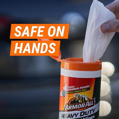 Armor All Heavy Duty Cleaning Wipes, Disposable Car Wipes, 75 Count (Pack of 6)