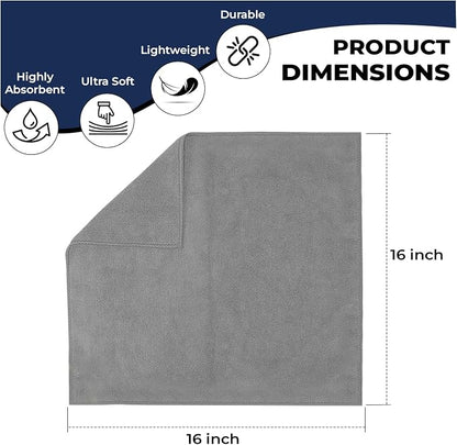 SAIU Microfiber Cleaning Cloths 16x16 in Grey/Blue/Yellow Higher Absorency 12 Pack, Car Washing Cloth Dry Dust Polish Multiple Uses