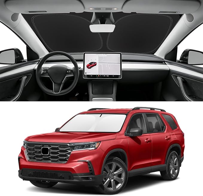 Custom Fit Windshield Sun Shade for Pilot 2016-2026, Blocks UV & Heat, Front Window Sunshade Accessories, Easy Fold & Store Keep Your Car Cooler