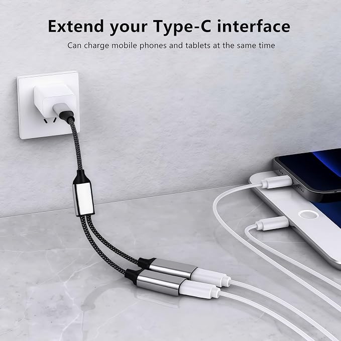 REYTID USB C Hub, Dual USB 2.0 Port Expander - Type C Male to 2 USB A Female Y Splitter Adapter with Aluminum Shell, 5V/2A Charging for Laptop/Tablet/Phone/Flash Drive/CarPlay