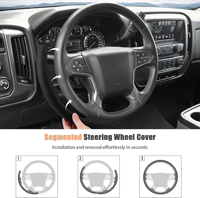 Aimato Customized Steering Wheel Cover for Chevy Silverado 1500 2014-2018/2500 3500 2015-2019/Suburban Tahoe 2015-2020/Traverse 2018-2023,Thin,Anti-Slip,Scratch-Resistant Car Accessory for Chevrolet