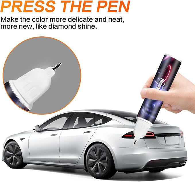 (Pearl White Multi-Coat PPSW) Car Touch up Paint Compatible with Tesla Model Y/3/X/S, Premium Car Scratch Remover for Deep Scratches, Car Paint Pen Scratch Repair Two-In-One Touch Up Paint