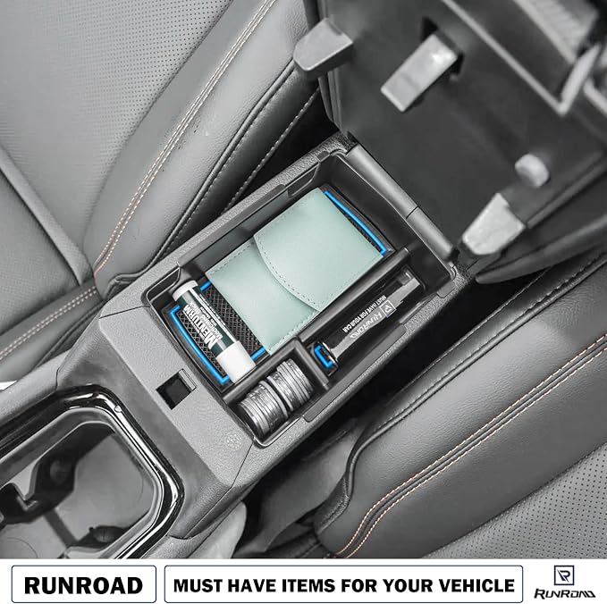 RUNROAD Center Console Organizer Tray Compatible with Jeep Compass 2022-2025 Accessories, Coin Holder Armrest Tray Secondary Storage Box Insert Console Organizer Card Container, Blue (NOT For Ltd)