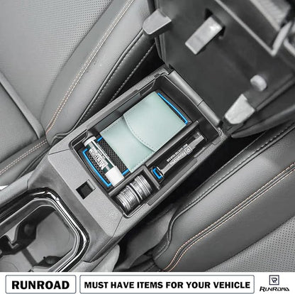 RUNROAD Center Console Organizer Tray Compatible with Jeep Compass 2022-2025 Accessories, Coin Holder Armrest Tray Secondary Storage Box Insert Console Organizer Card Container, Blue (NOT For Ltd)
