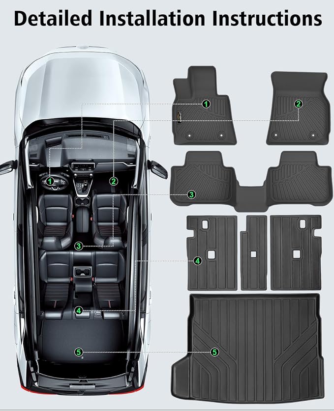 Floor Mats Custom Fit for BMW X3 2025 2026 M50/30 xDrive Trunk Mat with Backrest Mat All Weather TPE Rubber Cargo Liner Anti-Slip Full Set for BMW X3 Accessories (Trunk Mat+Backrest Mats+Floor Mats)