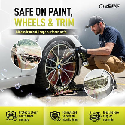 Nanoskin IRON FREE Paint, Wheel and Glass Decontamination Fall Out Remover 16 Oz. - Removes Iron Particles in Car Paint, Motorcycle, RV & Boat | Use before Clay, Wax or Car Wash for Car Detailing