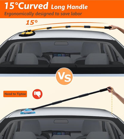 EVERRUSH 56.7" Car Wash Brush Mop Kit Microfiber Car Washing Sponge Mitt with Long Handle Car Cleaning Supplies Tools RV Washing Duster Exterior Scratch Free, Chenille Replacement Head Extension Pole