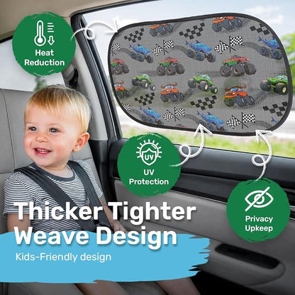 GENANY 2pcs Truck Window Sun Shade for Sedan SUV Truck (21x14 Inches), Sun Shades for Side Window, Accessories for Kids, Baby Window Shades, Summer Car Decor