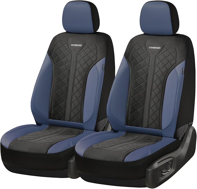 Coverado Car Seat Covers Full Set, Leather Seat Covers, Waterproof Automotive Protectors 5-Seat, Luxury Universal Fit Seat Covers for SUV, Truck, Sedan and Most Vehicles All-Weather