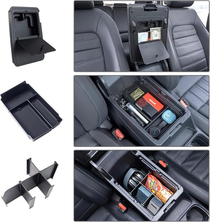 PIMCAR 3-Piece Organizers for Honda CRV 2023-2025 2026 Center Console Organizer Set | Custom Fit Armrest Tray, Hidden Storage Box & Armrest Dividers | Durable ABS Material Car Accessories
