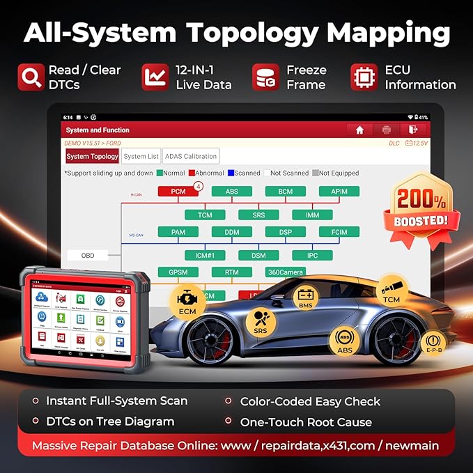 Launch X431 Scanner PRO5 J2534 Pr0gram ECU Coding, Topology, 60+ Services, Bi-Directional All System Scan Tool, CANFD DOIP, 200+ Brands, Guided Functions, 10+ High-end Features, BST360 Included