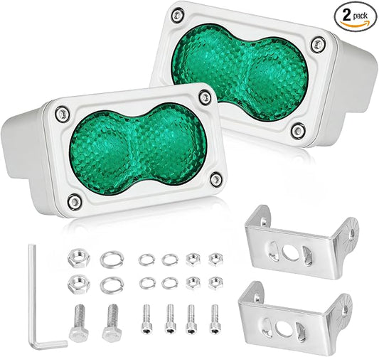 3 Inch Green LED Light Pods Waterproof 2Pcs 40W CREE LED Marine Navigation Lights Fishing Deck Cabin Courtesy Green Diffused Floodlight for Boat Pontoon Kayak Jon Yacht Truck Camper