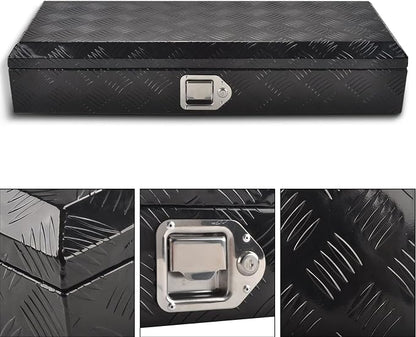 34.5 Inch Aluminum Truck Bed Tool Box 5 Bar Tread Waterproof Truck Tool Boxes Storage Organizer with Lock & Keys, Black(34.5"x12.75"x6.4")