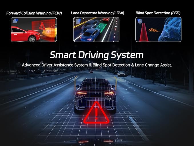 Pelsee 4K 3 Channel Dash Cam Front and Rear Inside, Dash Camera for Cars, 4K+1080P+1080P Dashcam with APP & WiFi, 64GB Card Included, Smart Driving System ADAS DMS, 24H Parking Mode,G-Sensor,256GB Max