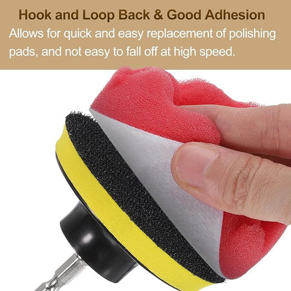HARFINGTON 3pcs Buffing Sponge Pads 5" Polishing Wheel Waffle Finishing Grip Pad Car Buffer Polisher with Hook and Loop Back for Car Detailing Polishing Waxing, Red