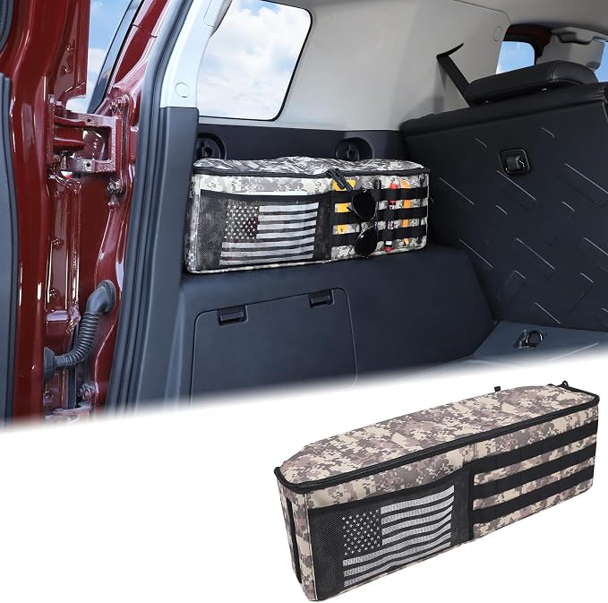 Aunginsy 1PCS Trunk Organizer Compatible with Toyota FJ Cruiser 2007-2021+, Car Left Side Trunk Storage Bag Backseat Hanging Storage Multi-Compartment Space Saving Accessories, With Camouflage Pattern