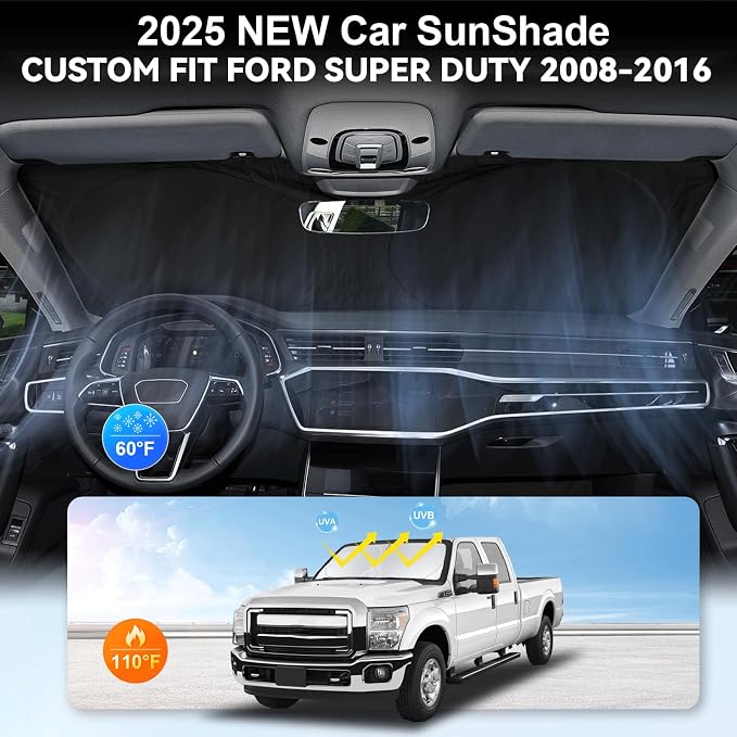 Sunshade for Ford F250 Windshield Sun Shade for Ford Super Duty F350 F450 F550 2008-2015 2016 F-450 F-550 2Door 4Door Pickup Truck Accessories Front Window Shield Windshield Cover Reflector Sun Visor